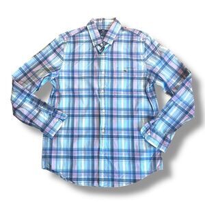 Vineyard Vines Slim Fit Tucker Shirt Men’s M Long Sleeve Button Pink Blue Plaid